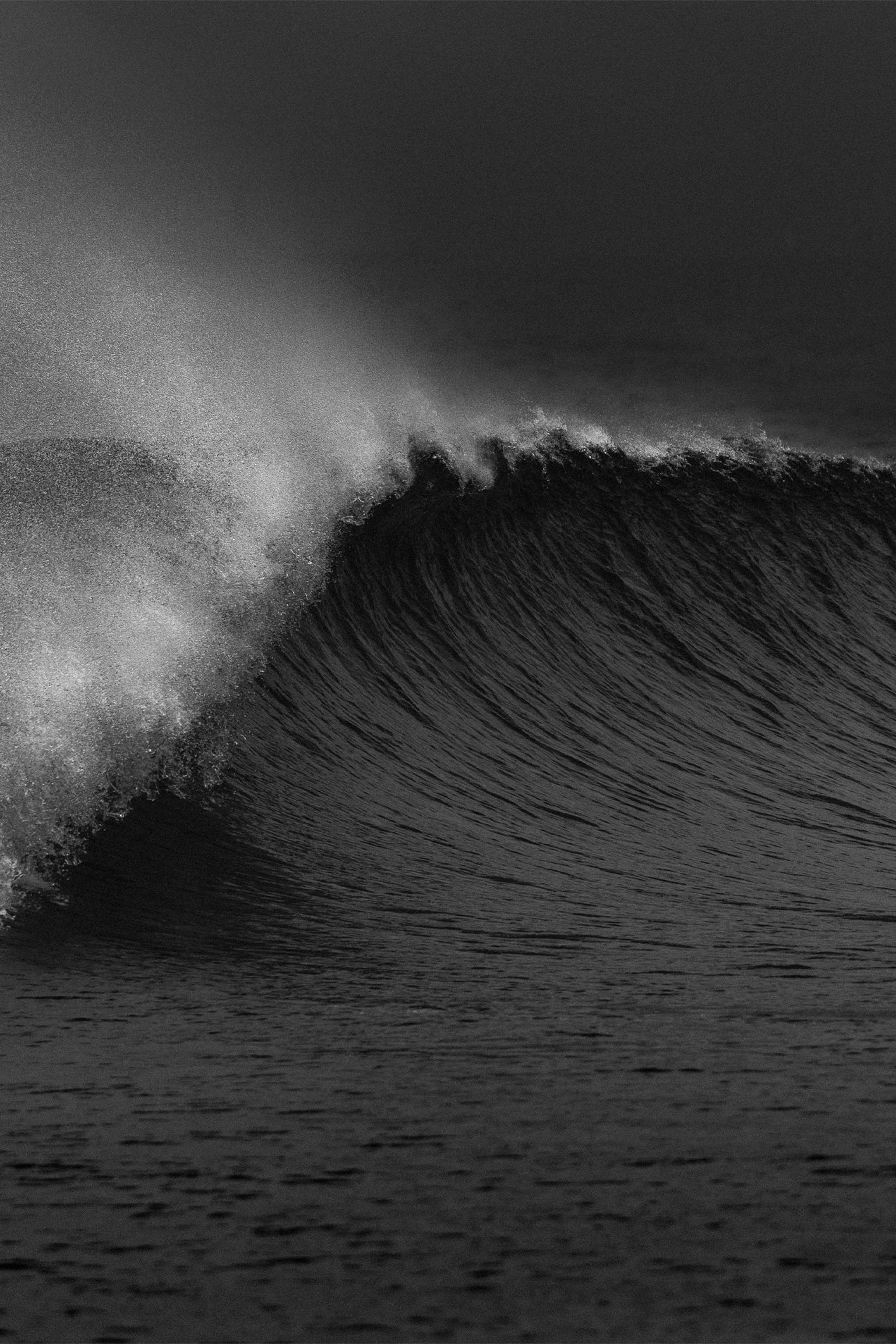 Black and white photograph of a curling wave at Venice Beach by Craig Hubbard.