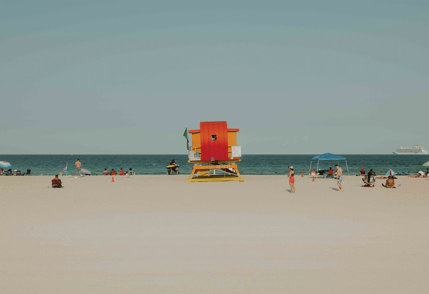 A fine art photography print by Hannes Kläger, featuring the lifeguard tower at 13th St on Miami Beach. Purchase this exclusive framed print on The Lost Works.