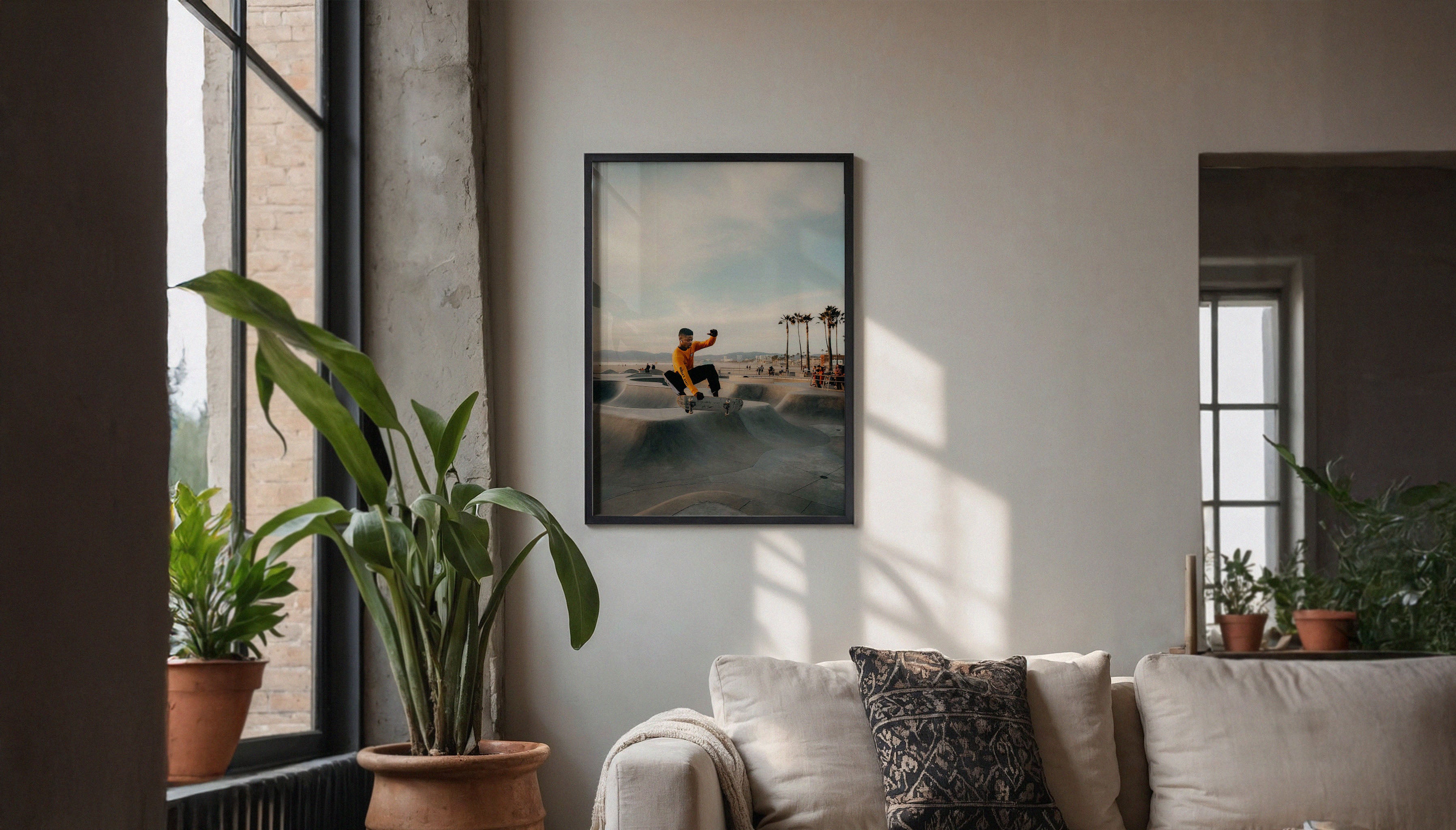 A skater finessing his Frontside Air at the Venice Beach Skatepark in LA, USA. Fine art photography print by Hannes Kläger, available to purchase on The Lost Works gallery.