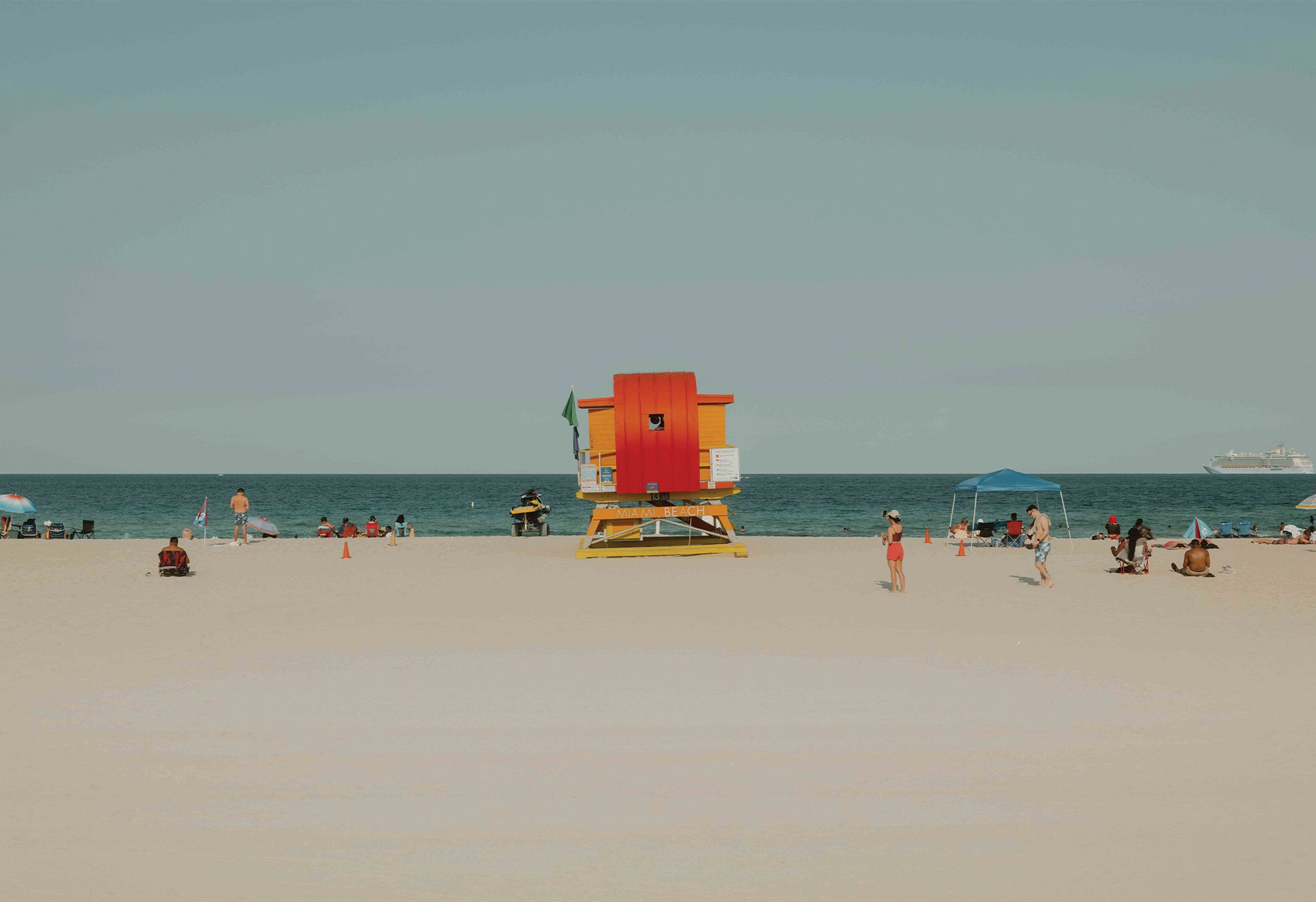 A fine art photography print by Hannes Kläger, featuring the lifeguard tower at 13th St on Miami Beach. Purchase this exclusive framed print on The Lost Works.