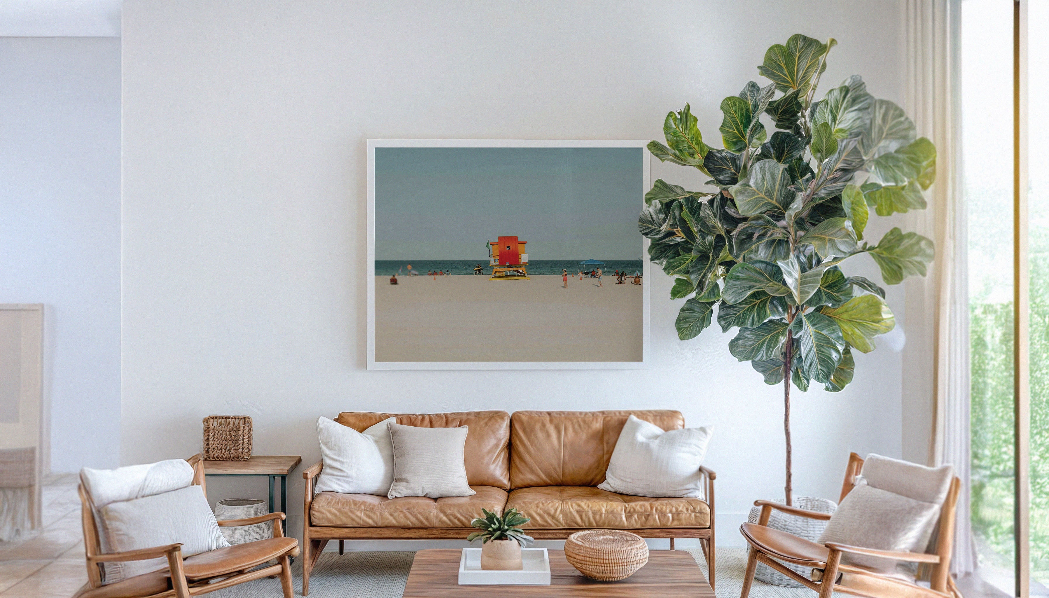 A fine art photography print by Hannes Kläger, featuring the lifeguard tower at 13th St on Miami Beach. Purchase this exclusive framed print on The Lost Works.